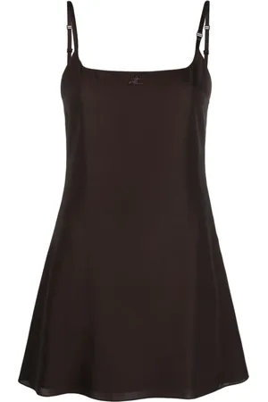 Courrèges Logo-embroidered slip minidress
