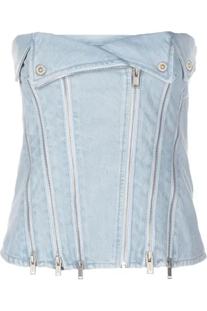 DION LEE Strapless denim top