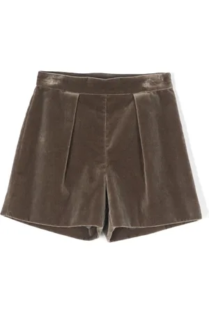 BONPOINT Pleat-detail velvet shorts