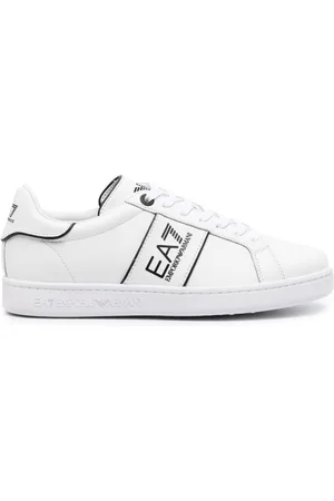 EA7 Logo-print leather sneakers