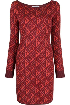 Marine Serre Moon Diamant-jacquard knitted minidress