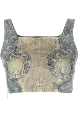 Marine Serre Regenerated denim bustier top