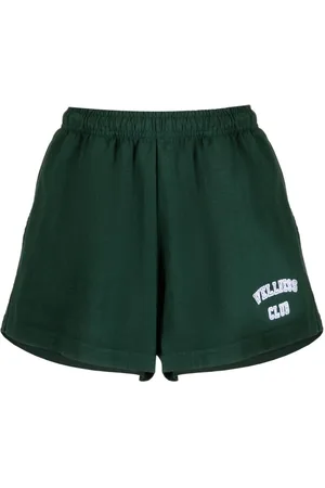 Sporty & Rich Slogan-embroidered cotton shorts