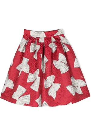 MONNALISA Bow-print flared skirt