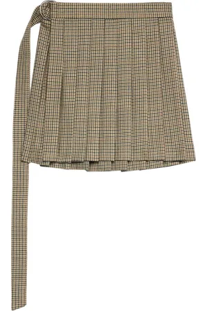 Ami Check-print pleated miniskirt