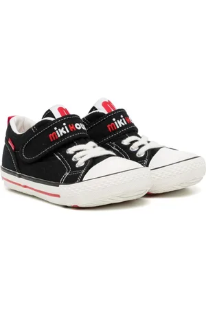 Miki House Embroidered-logo touch-strap sneakers