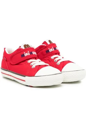 Miki House Logo-embroidered touch-strap sneakers