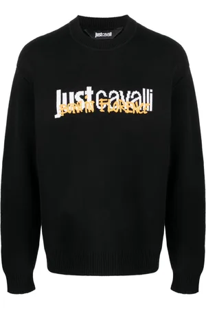 Roberto Cavalli Intarsia knit logo cotton jumper