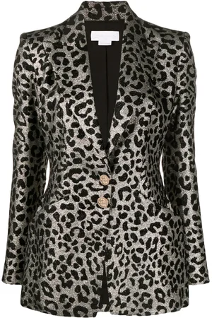 GENNY Leopard-jacquard single-breasted blazer