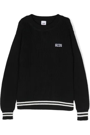 GCDS Logo intarsia-knit cotton jumper
