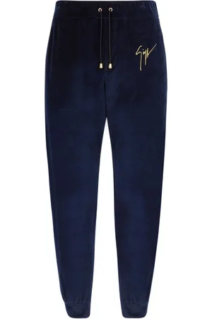 Giuseppe Zanotti Logo-embroidered velvet track pants