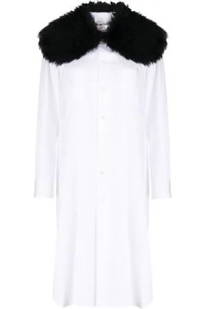 Comme des Garçons Fur-collar midi shirtdress