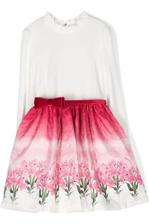 MONNALISA Floral-print belted-waist dress