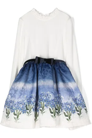 MONNALISA Floral-print belted-waist dress