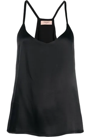 Twin-Set Satin-finish V-neck tank top