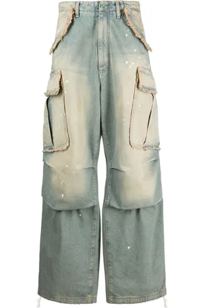 DARKPARK Bleach-effect wide-leg cargo jeans
