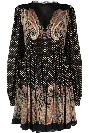 Etro Lace-trim polka-dot flared dress