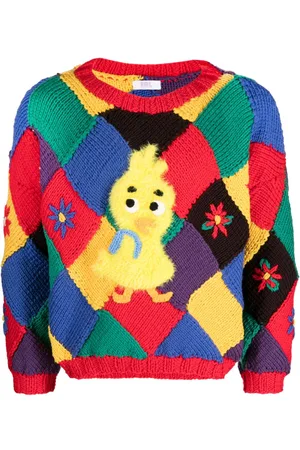 ERL Bird-appliqué colour-block jumper