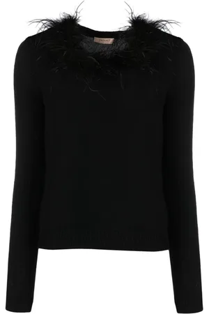 Twin-Set Ostrich-feather fine-knit jumper