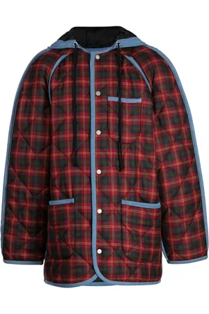 EgonLab Tartan-check hooded coat