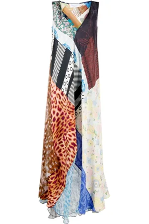 Marine Serre Regenerated patchwork silk dress