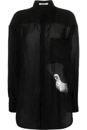 Gauchere Floral lace-appliqué satin-finish shirt