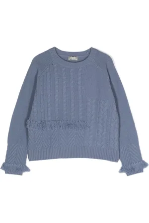 Il gufo Frayed-detail cable-knit jumper