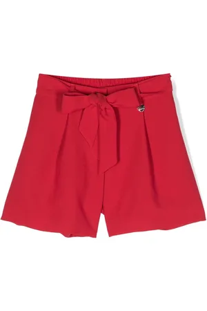 MONNALISA Logo-charm belted pleated shorts