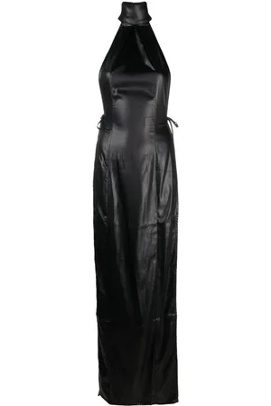 Ludovic De Saint Sernin Halterneck faux-leather dress