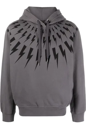 Neil Barrett Thunderbolt-print cotton hoodie