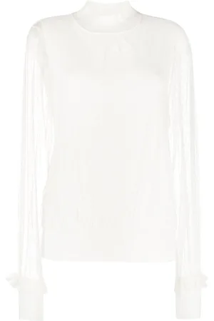 Twin-Set Layered-tulle knitted top