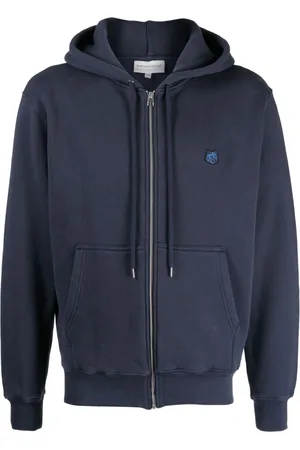 Maison Kitsuné Fox-patch cotton drawstring hoodie