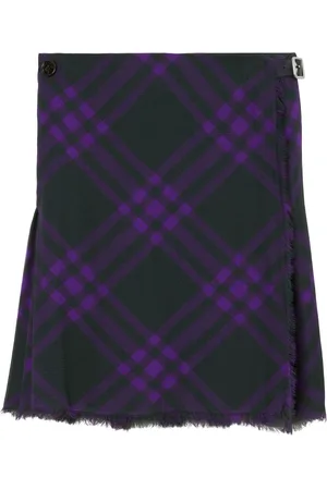 Burberry Check-pattern frayed kilt
