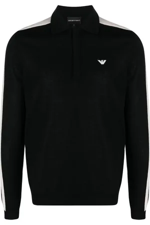 Emporio Armani Logo-embroidered virgin-wool polo jumper