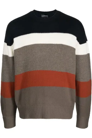 Emporio Armani Intarsia-knit striped-pattern jumper