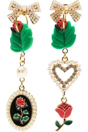 AMIR SLAMA Asymmetric pearl-embellished bow earrings