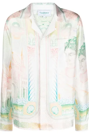 Casablanca Cuban-collar silk shirt
