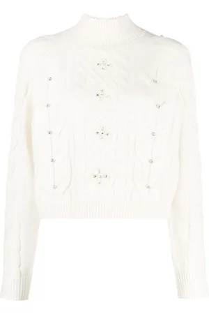 Twin-Set Crystal-embellished cable-knit jumper