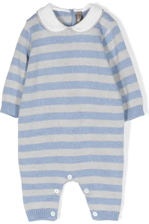 LITTLE BEAR Stripe-print virgin wool romper