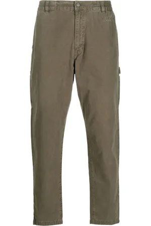 Moschino Logo-embroidered cotton straight-leg trousers