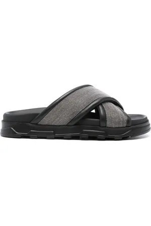 Fabiana Filippi Rhinestone-embellished leather slides