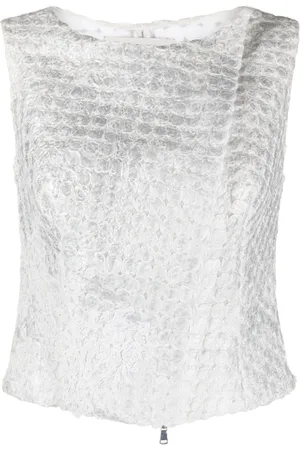 GEMY MAALOUF Embossed-finish sleeveless blouse