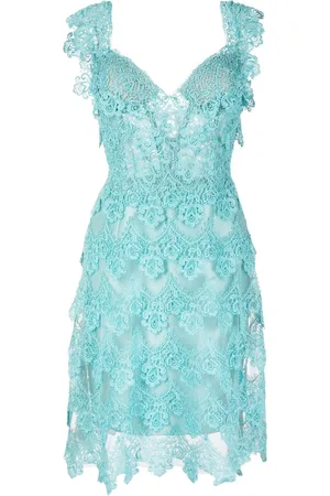 GEMY MAALOUF Guipure lace panel semi-sheer midi dress