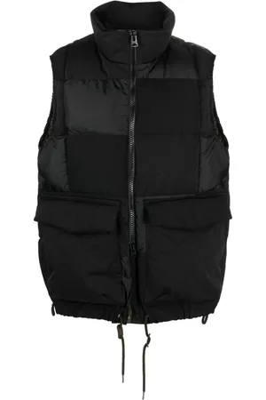 SACAI Suede-panel padded gilet