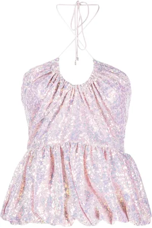 ROTATE Sequined halterneck top