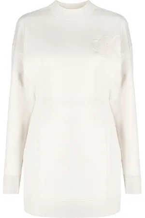 Calvin Klein Flocked-logo crew-neck sweatshirt minidress