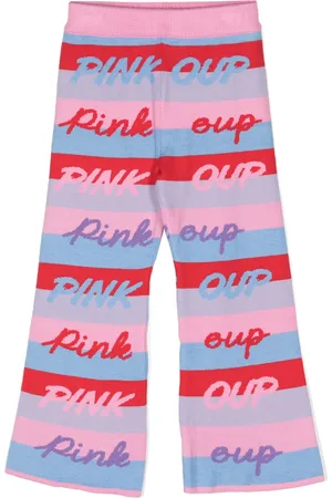 Pinko Slogan-intarsia striped trousers