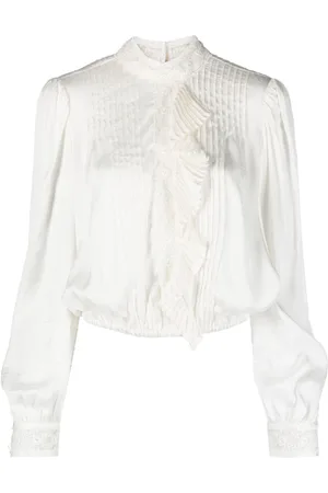 Twin-Set Floral-lace pleated blouse