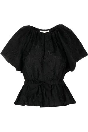 ULLA JOHNSON Jacquard tied-waist blouse