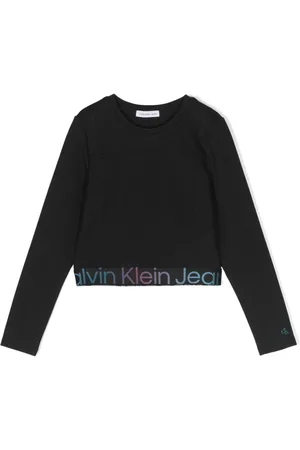 Calvin Klein Cropped logo-print long-sleeve T-shirt